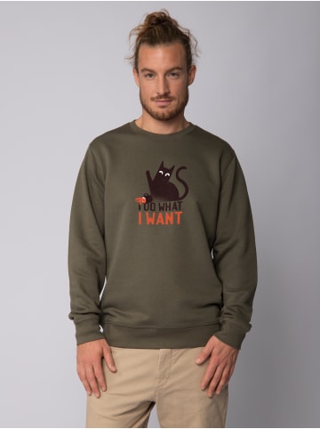 wat? Apparel Sweatshirt Cat in Khaki