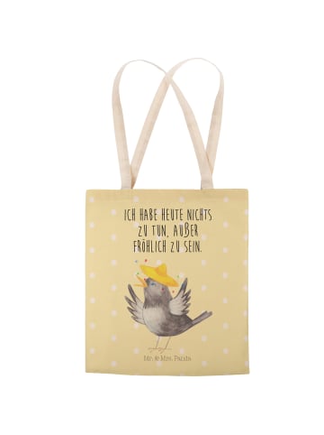 Mr. & Mrs. Panda Schultertasche Rabe Sombrero mit Spruch in Gelb Pastell