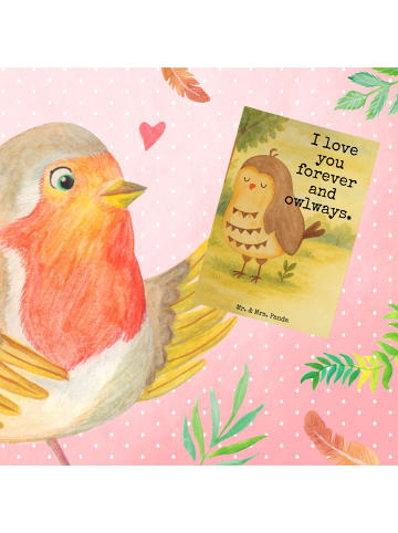 Mr. & Mrs. Panda babykarte Eule Zufrieden Design mit Spruch in Weiß