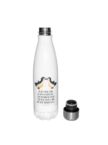 Mr. & Mrs. Panda Thermo-Trinkflasche Pinguin Liebe mit Spruch in Weiß