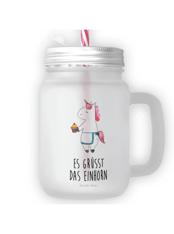 Mr. & Mrs. Panda Trinkglas Mason Jar Einhorn Muffin mit Spruch in Transparent