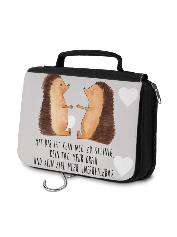 Mr. & Mrs. Panda kosmetiktäschchen Igel Liebe mit Spruch in Grau Pastell