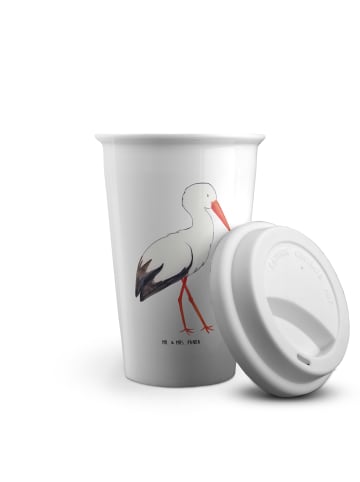 Mr. & Mrs. Panda Thermobecher Storch ohne Spruch in Weiß