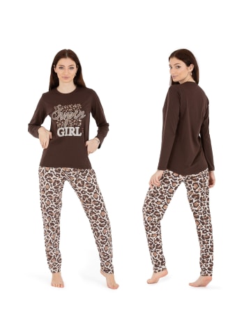 LOREZA Schlafanzug Pyjama langarm- Leopard - Bunt - Variante 2