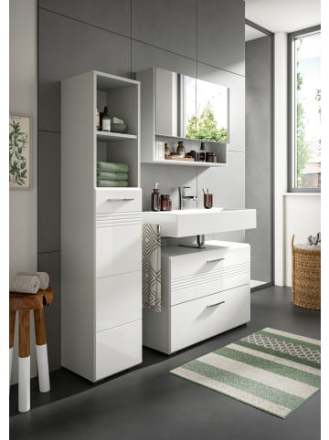 xonox.home Waschbeckenunterschrank in hellgrau/weiß hochglanz  - (B) 80 x (H) 56 x (T) 32