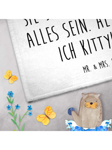 Mr. & Mrs. Panda Gästehandtuch Einhorn Katze mit Spruch in Weiß