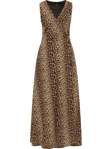 faina Damen Maxikleid Mit Leoprint in Beige Leo