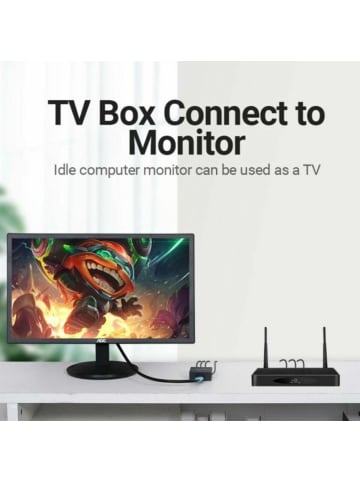 Vention Cinch-auf-HDMI-Adapter RCA Adapter Konverter in Schwarz