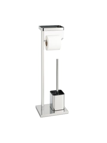 relaxdays WC Garnitur in Silber - (B)12,5 x (H)65,5 x (T)25,5 cm
