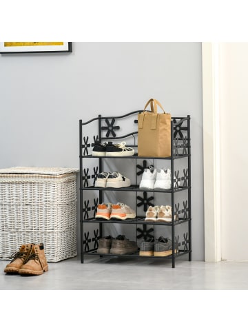 HOMCOM Pflanzenregal-L59,5 x B30 x H92 cm-Schwarz