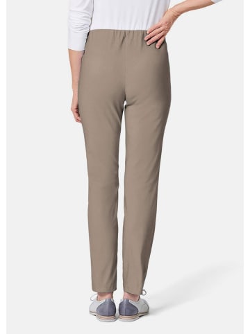 GOLDNER Kurzgröße:  Schlupfhose LOUISA mit Steppnähten in taupe