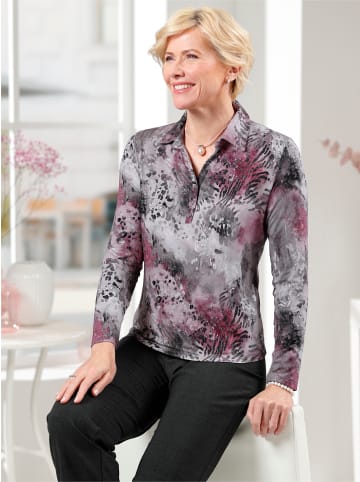 WITT WEIDEN Poloshirt in steingrau-mauve-bedruckt