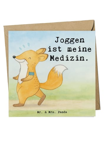 Mr. & Mrs. Panda Einladungskarte Fuchs Joggen Design mit Spruch in Weiß