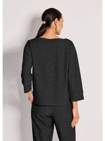 MADELEINE Halbarm Glanzgarn-Oberteil in schwarz / silberfarben