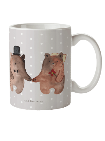 Mr. & Mrs. Panda Kindertasse Bär Heirat ohne Spruch in Grau Pastell