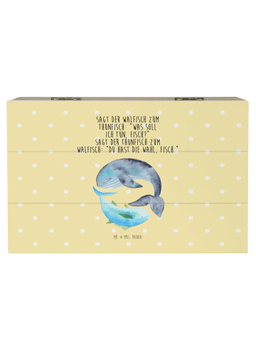 Mr. & Mrs. Panda Aufbewahrungsbox Walfisch Thunfisch mit Spruch in Gelb Pastell