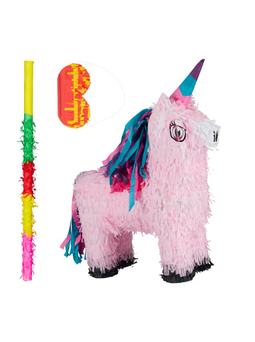 relaxdays 3tlg. Pinata Set "Einhorn" in Rosa/ Pink