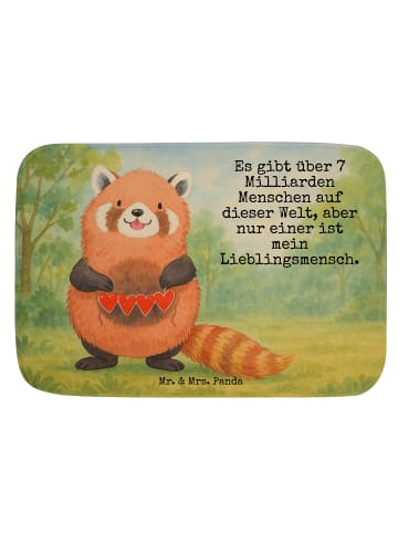 Mr. & Mrs. Panda Badezimmerteppich Roter Panda Design mit Spruch in Weiß