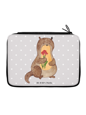 Mr. & Mrs. Panda Federtasche Otter Blumenstrauß ohne Spruch in Grau Pastell