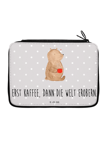 Mr. & Mrs. Panda Bleistiftetui Bär Kaffee mit Spruch in Grau Pastell