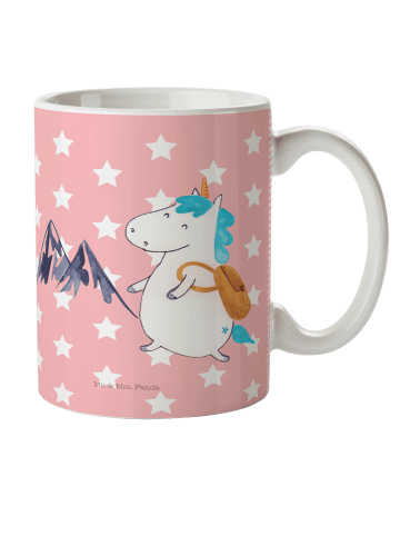 Mr. & Mrs. Panda Kindertasse Einhorn Bergsteiger ohne Spruch in Rot Pastell