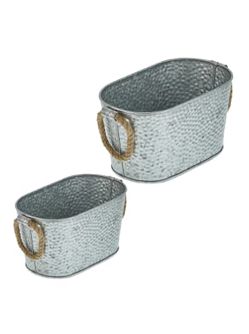relaxdays 2x Zinkwanne in Silber