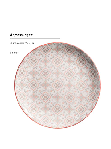 Mäser Teller Set, Porzellan Granada in Grau / Rot