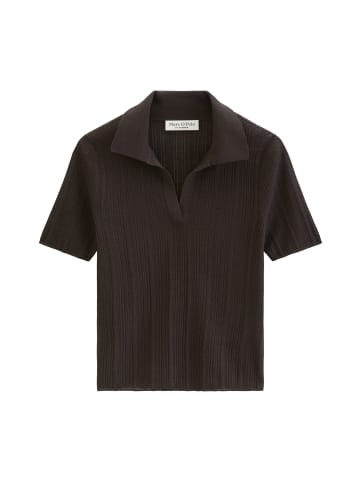 Marc O'Polo Geripptes Strick-Polo slim in Burnt Coffee