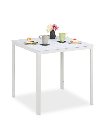 relaxdays Gartentisch in Weiß - (B)78 x (H)74,5 x (T)78 cm