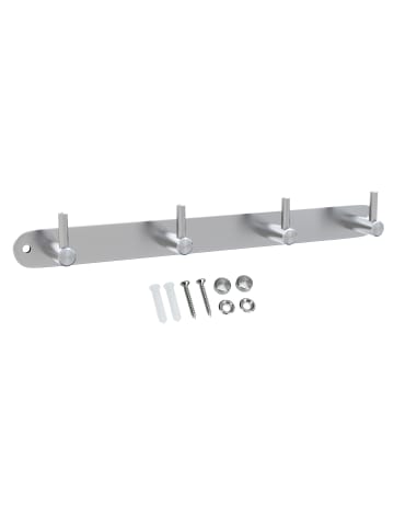 Intirilife Garderobenleiste - Kleiderhaken Garderobe in Silber - Modell B (4 Haken)