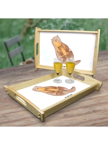 Mr. & Mrs. Panda Holztablett Otter Kind ohne Spruch in Weiß