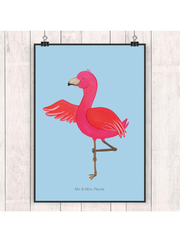 Mr. & Mrs. Panda wanddeko Flamingo Yoga ohne Spruch in Blau Pastell