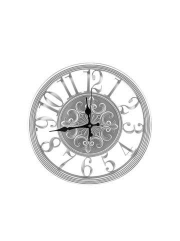 Almina Elegante Wanduhr Ø35cm Ziermuster Vintage Style aus Kunststoff in Schwarz