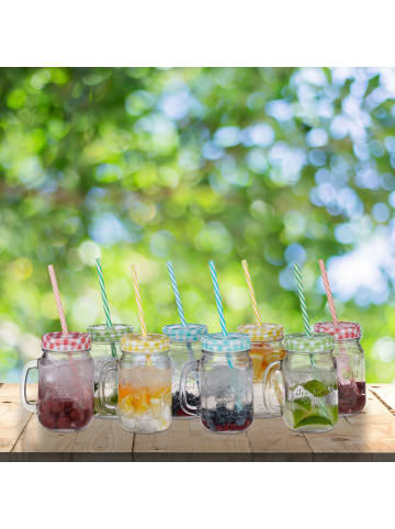 relaxdays 64 x Trinkgläser mit Strohhalm in Bunt - 400 ml