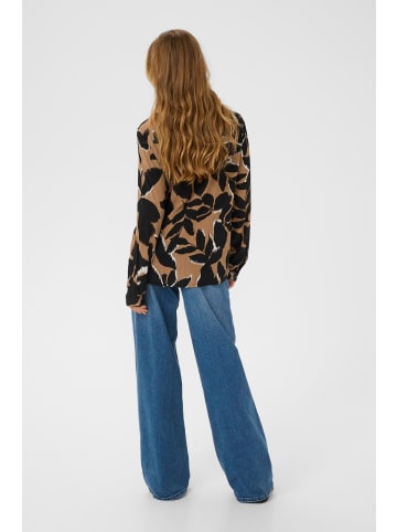 Kaffe Langarm-Bluse KAamber Regular fit in Toasted Coconut/Black Flower