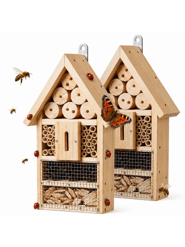 relaxdays 2 x Insektenhotel in Natur - (B)17,5 x (H)30,5 x (T)6 cm