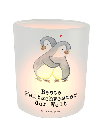 Mr. & Mrs. Panda Teelicht Pinguin Beste Halbschwester der Welt m... in Transparent