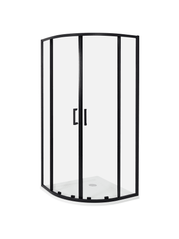 Beliani Duschkabine JUKATAN in Transparent/Schwarz - (W) 90 x (H) 185 x (L) 90 cm