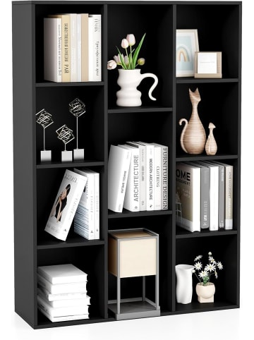COSTWAY Bücherregal mit 11 Fächern in Schwarz