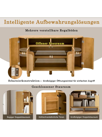 ABRIHOME Sideboard in Natur mit kühlschrankähnlichen Türen und verstellbaren Füßen