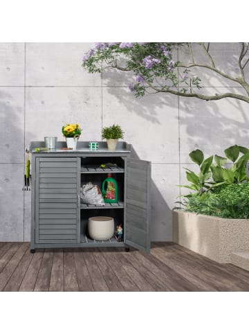 relaxdays Pflanztisch in Grau - (B)90 x (H)92 x (T)45 cm