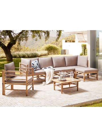 Beliani 7-tlg Sitzgruppe CERRETO in Braun/Beige/Grau