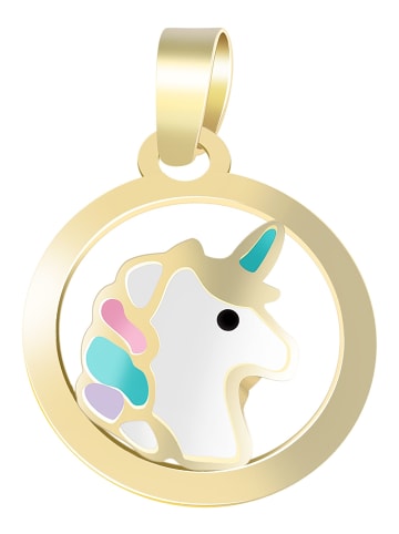 Adeliás Mädchen Anhänger – Einhorn Anhänger aus 333 Gold mit Emaille in gold