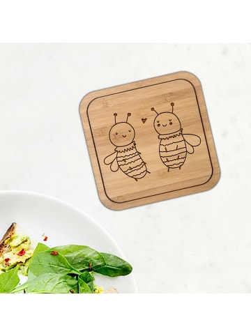 Mr. & Mrs. Panda Untersetzer quadratisch Biene Verliebt ohne Spruch in Transparent