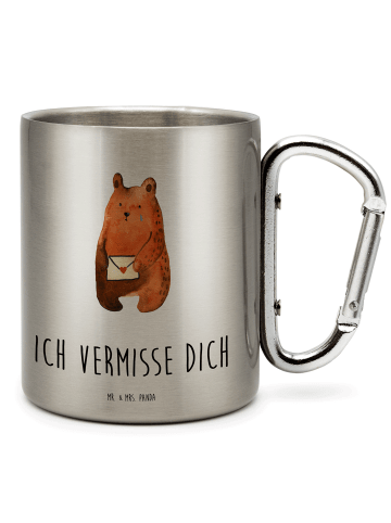 Mr. & Mrs. Panda Karabiner Becher Bär Vermissen mit Spruch in Silber