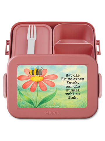 Mr. & Mrs. Panda Lunch Box Hummel Blume Design mit Spruch in Rot Pastell