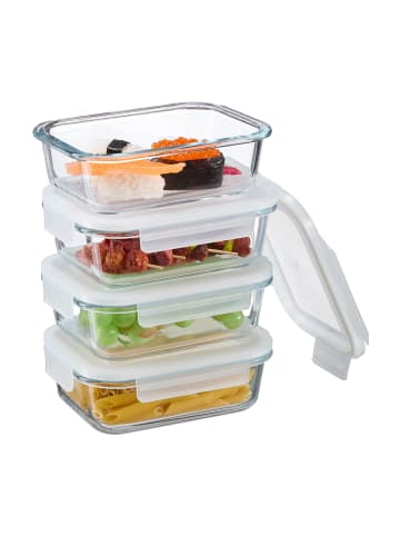 relaxdays 4x Glasbehälter mit Deckel in Transparent - 640 ml