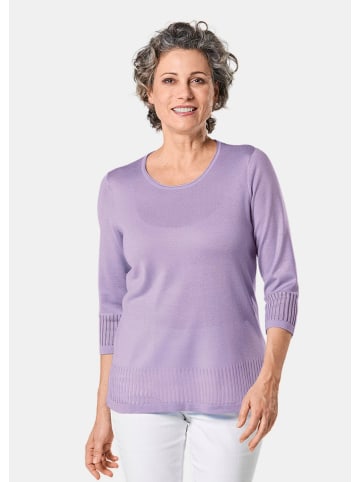 GOLDNER Pullover Gepflegter Ajour-Pullover mit femininen Durchbrüchen in flieder