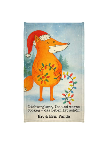 Mr. & Mrs. Panda Gästehandtuch Fuchs Weihnachten Design mit Spruch in Weiß