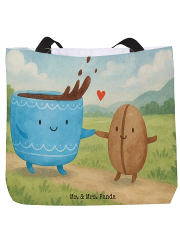 Mr. & Mrs. Panda Schultertasche Kaffee Bohne Design ohne Spruch in Weiß